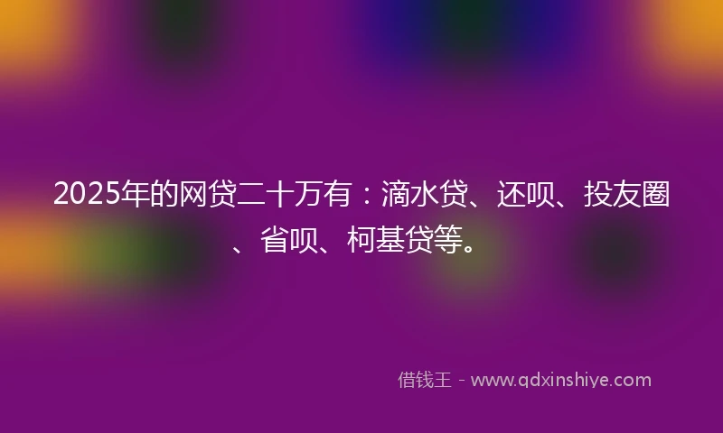 2025年的网贷二十万有：滴水贷、还呗、投友圈、省呗、柯基贷等。