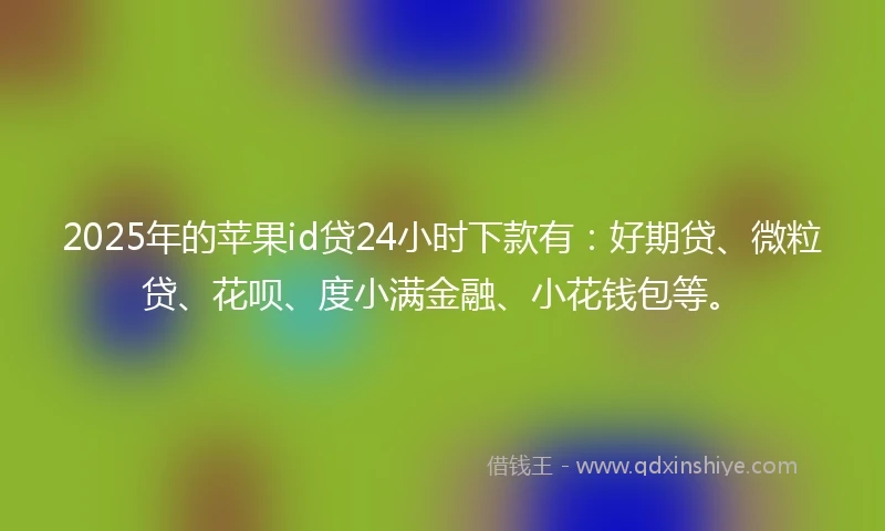 2025年的苹果id贷24小时下款有：好期贷、微粒贷、花呗、度小满金融、小花钱包等。