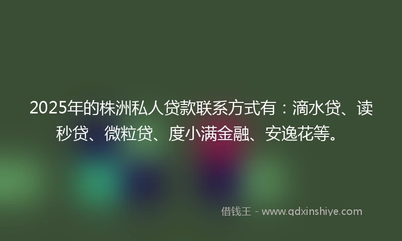 2025年的株洲私人贷款联系方式有：滴水贷、读秒贷、微粒贷、度小满金融、安逸花等。