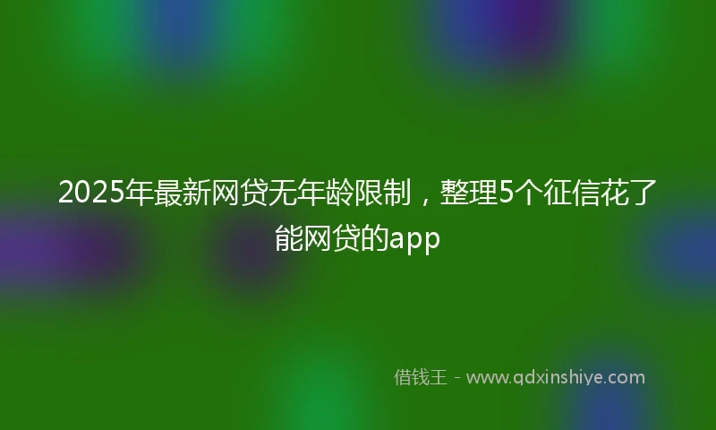 2025年最新网贷无年龄限制，整理5个征信花了能网贷的app
