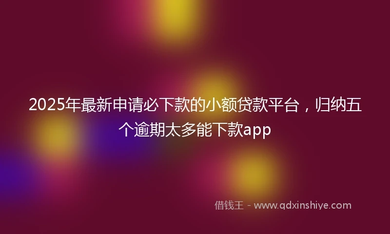 2025年最新申请必下款的小额贷款平台，归纳五个逾期太多能下款app