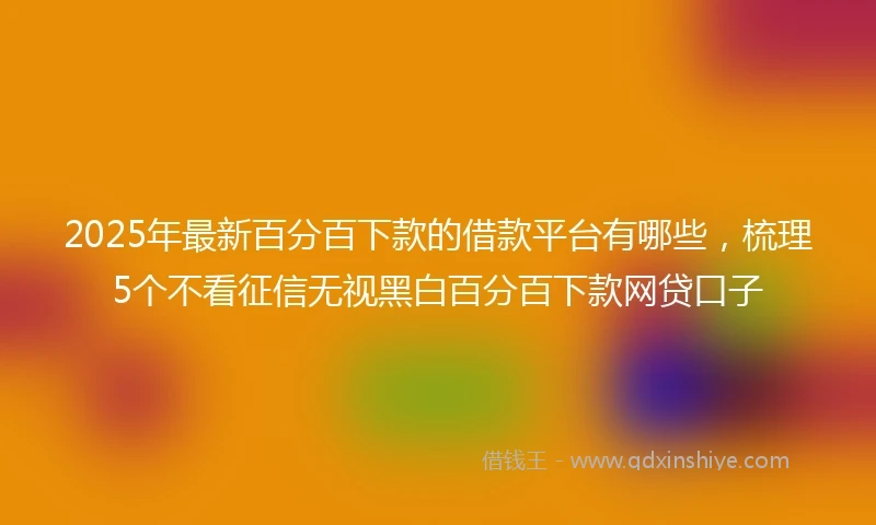2025年最新百分百下款的借款平台有哪些，梳理5个不看征信无视黑白百分百下款网贷口子