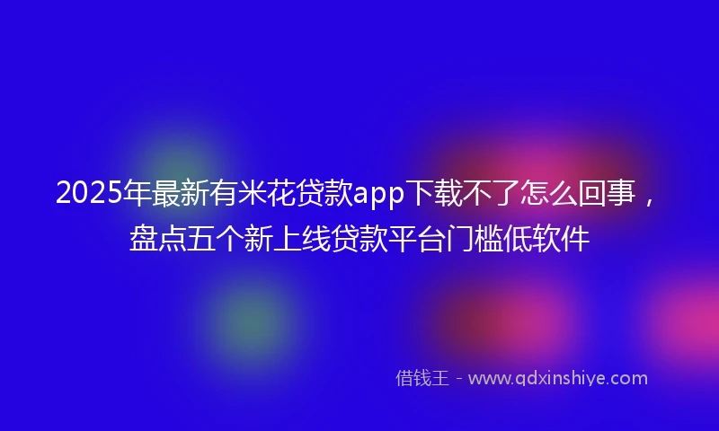2025年最新有米花贷款app下载不了怎么回事，盘点五个新上线贷款平台门槛低软件
