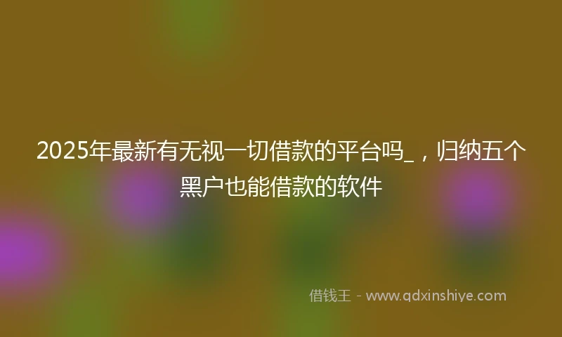 2025年最新有无视一切借款的平台吗_，归纳五个黑户也能借款的软件