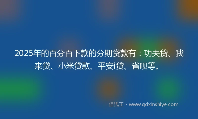 2025年的百分百下款的分期贷款有：功夫贷、我来贷、小米贷款、平安i贷、省呗等。