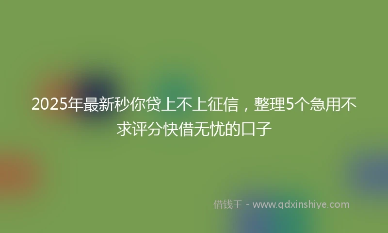 2025年最新秒你贷上不上征信，整理5个急用不求评分快借无忧的口子