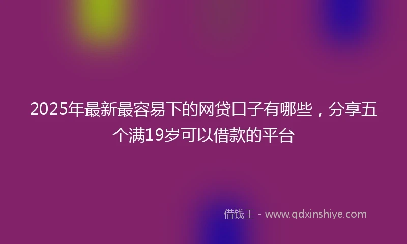 2025年最新最容易下的网贷口子有哪些，分享五个满19岁可以借款的平台