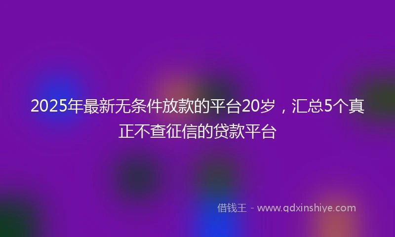 2025年最新无条件放款的平台20岁，汇总5个真正不查征信的贷款平台