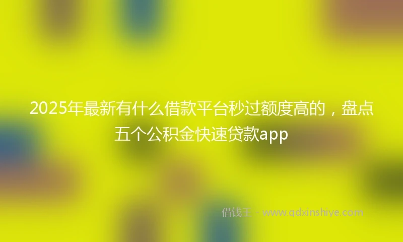 2025年最新有什么借款平台秒过额度高的，盘点五个公积金快速贷款app