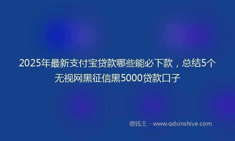 2025年最新支付宝贷款哪些能必下款，总结5个无视网黑征信黑5000贷款口子