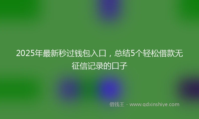 2025年最新秒过钱包入口，总结5个轻松借款无征信记录的口子