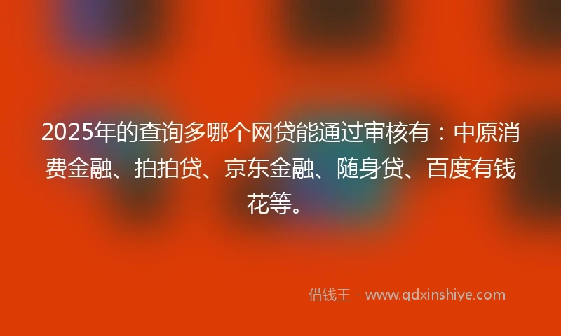 2025年的查询多哪个网贷能通过审核有：中原消费金融、拍拍贷、京东金融、随身贷、百度有钱花等。