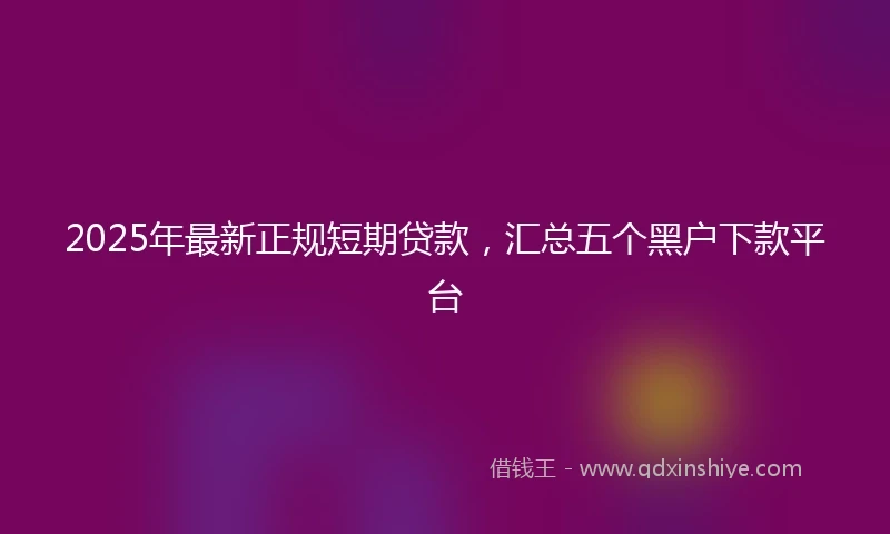 2025年最新正规短期贷款，汇总五个黑户下款平台