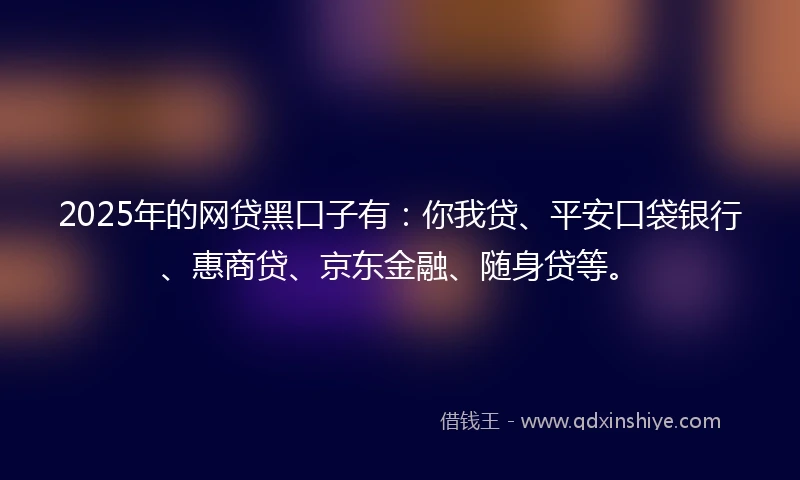 2025年的网贷黑口子有：你我贷、平安口袋银行、惠商贷、京东金融、随身贷等。