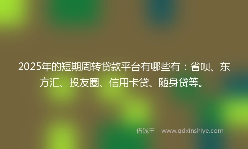 2025年的短期周转贷款平台有哪些有：省呗、东方汇、投友圈、信用卡贷、随身贷等。