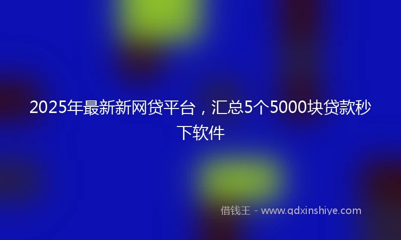 2025年最新新网贷平台，汇总5个5000块贷款秒下软件