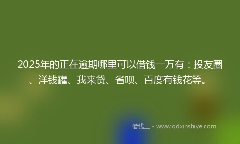 2025年的正在逾期哪里可以借钱一万有：投友圈、洋钱罐、我来贷、省呗、百度有钱花等。