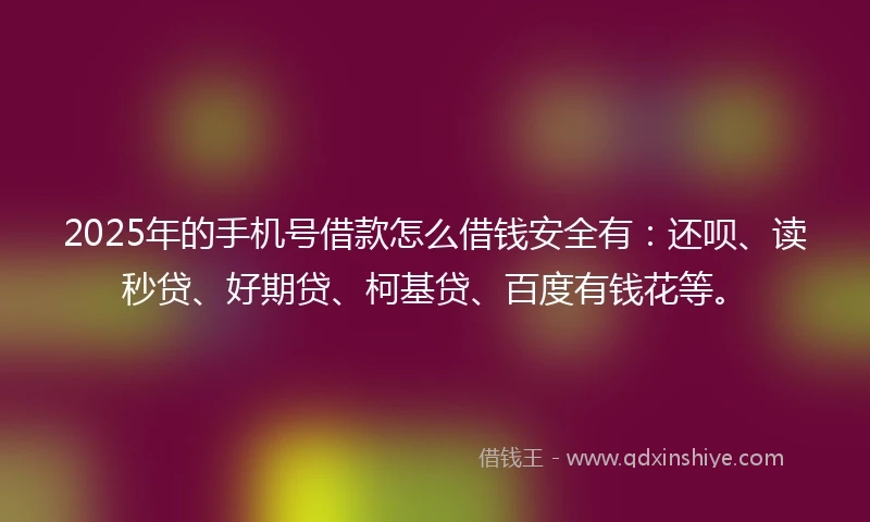 2025年的手机号借款怎么借钱安全有：还呗、读秒贷、好期贷、柯基贷、百度有钱花等。