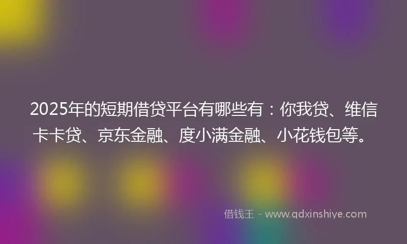 2025年的短期借贷平台有哪些有：你我贷、维信卡卡贷、京东金融、度小满金融、小花钱包等。