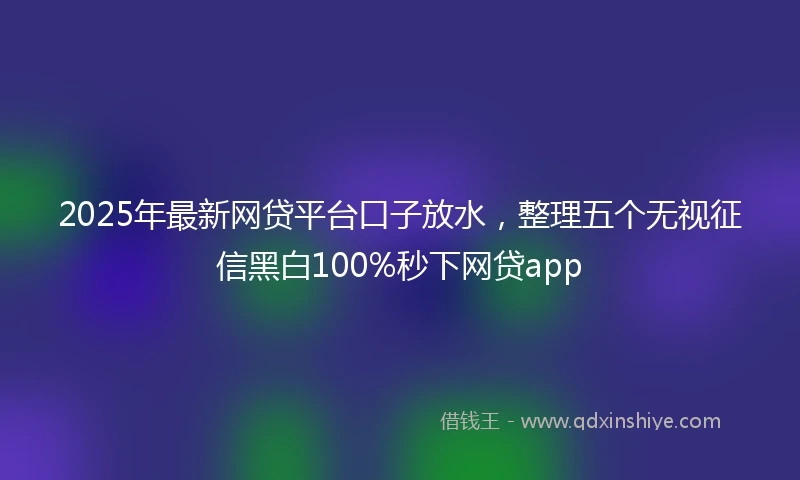 2025年最新网贷平台口子放水，整理五个无视征信黑白100%秒下网贷app