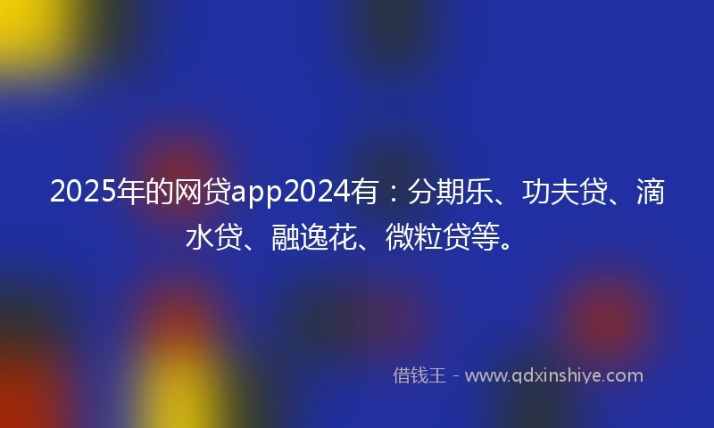 2025年的网贷app2024有：分期乐、功夫贷、滴水贷、融逸花、微粒贷等。