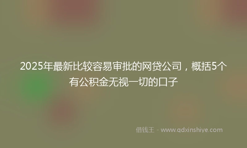 2025年最新比较容易审批的网贷公司，概括5个有公积金无视一切的口子