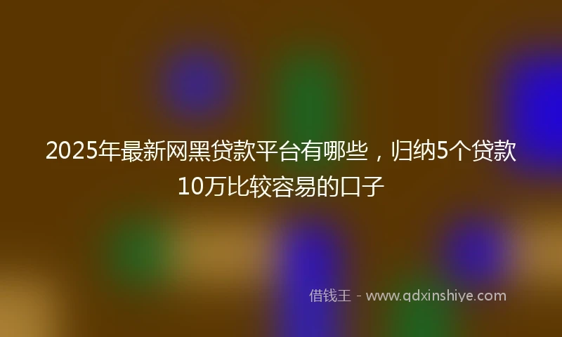 2025年最新网黑贷款平台有哪些,归纳5个贷款10万比较容易的口子