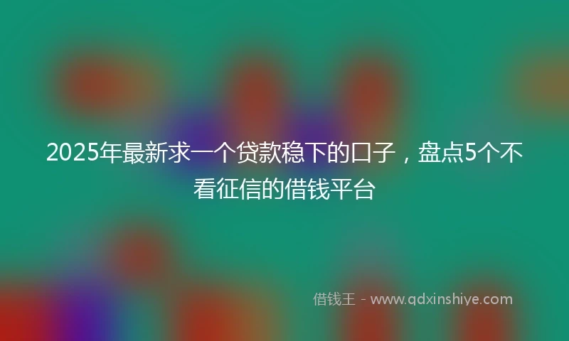 2025年最新求一个贷款稳下的口子，盘点5个不看征信的借钱平台