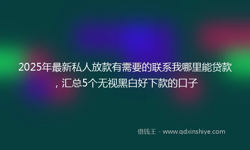 2025年最新私人放款有需要的联系我哪里能贷款，汇总5个无视黑白好下款的口子