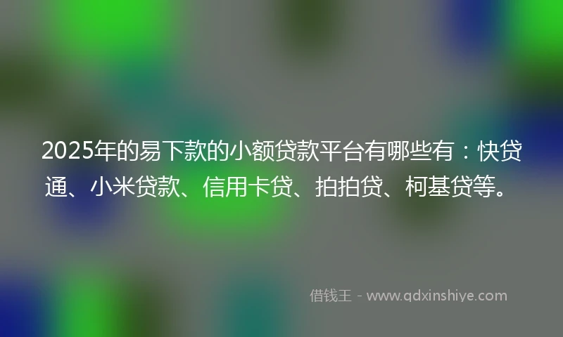 2025年的易下款的小额贷款平台有哪些有：快贷通、小米贷款、信用卡贷、拍拍贷、柯基贷等。