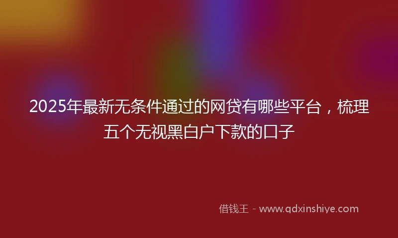 2025年最新无条件通过的网贷有哪些平台，梳理五个无视黑白户下款的口子