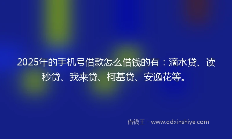 2025年的手机号借款怎么借钱的有：滴水贷、读秒贷、我来贷、柯基贷、安逸花等。