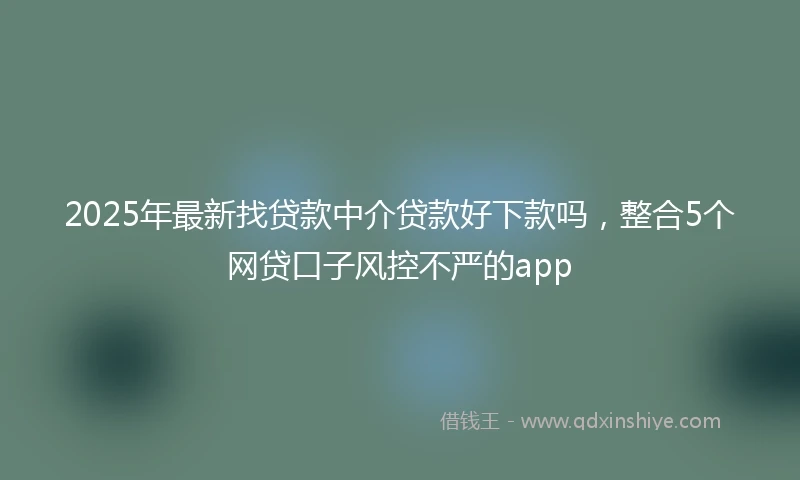 2025年最新找贷款中介贷款好下款吗，整合5个网贷口子风控不严的app