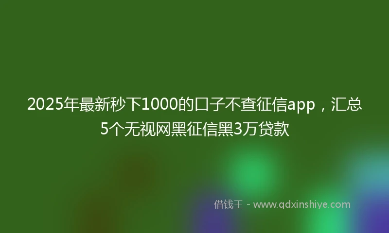 2025年最新秒下1000的口子不查征信app，汇总5个无视网黑征信黑3万贷款