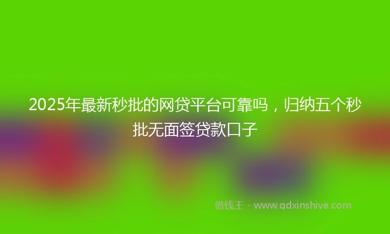 2025年最新秒批的网贷平台可靠吗，归纳五个秒批无面签贷款口子
