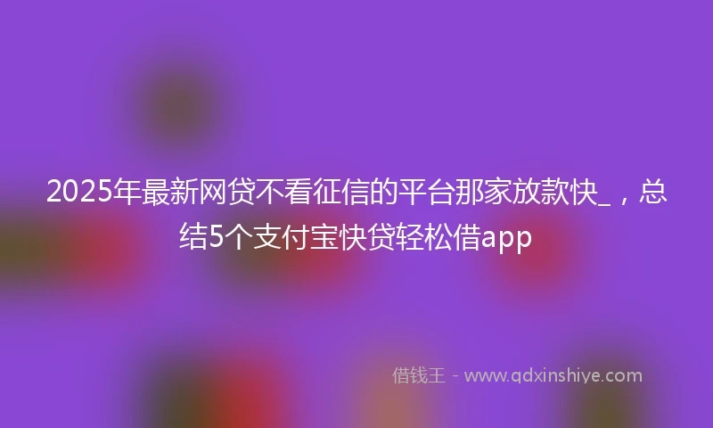 2025年最新网贷不看征信的平台那家放款快_，总结5个支付宝快贷轻松借app