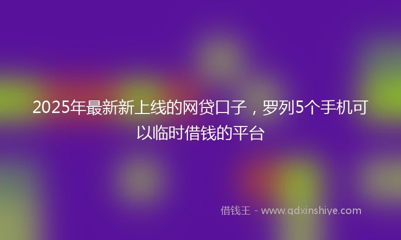 2025年最新新上线的网贷口子，罗列5个手机可以临时借钱的平台