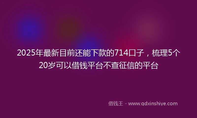2025年最新目前还能下款的714口子，梳理5个20岁可以借钱平台不查征信的平台