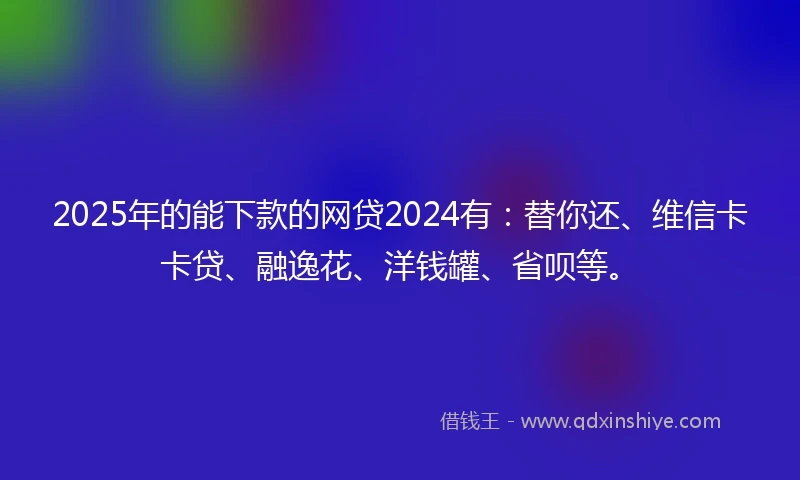 2025年的能下款的网贷2024有：替你还、维信卡卡贷、融逸花、洋钱罐、省呗等。