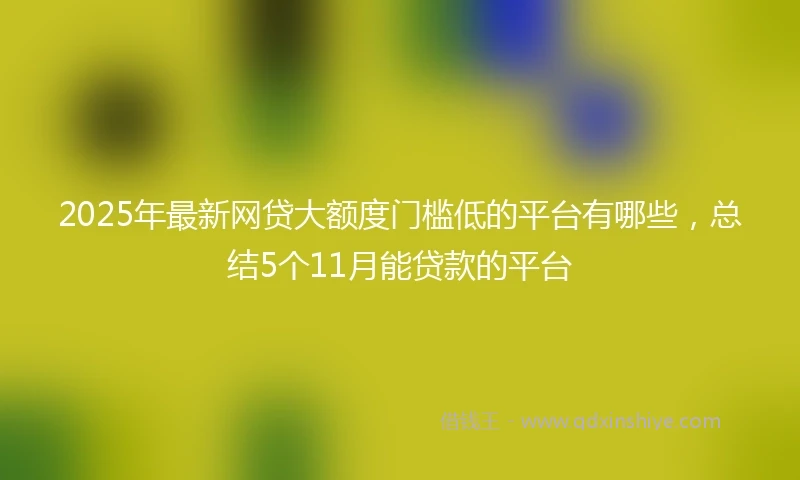 2025年最新网贷大额度门槛低的平台有哪些，总结5个11月能贷款的平台
