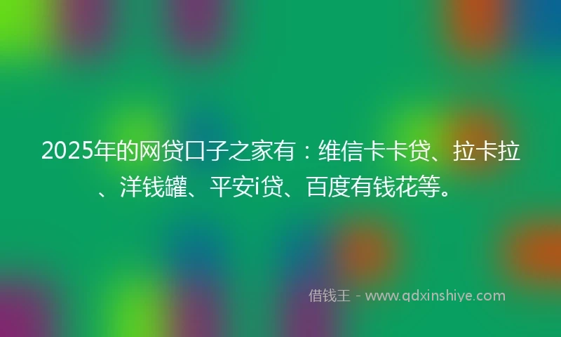 2025年的网贷口子之家有：维信卡卡贷、拉卡拉、洋钱罐、平安i贷、百度有钱花等。