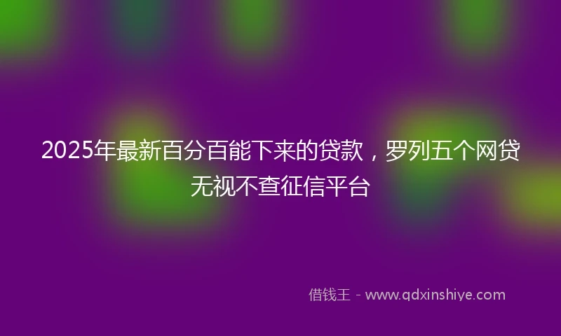 2025年最新百分百能下来的贷款，罗列五个网贷无视不查征信平台