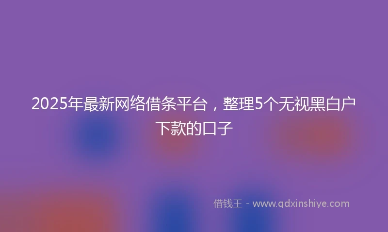 2025年最新网络借条平台，整理5个无视黑白户下款的口子