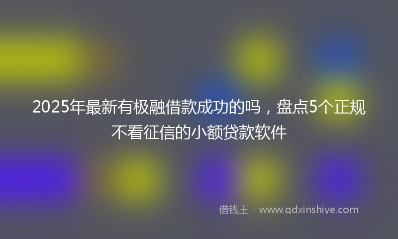 2025年最新有极融借款成功的吗，盘点5个正规不看征信的小额贷款软件