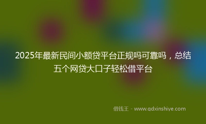 2025年最新民间小额贷平台正规吗可靠吗，总结五个网贷大口子轻松借平台