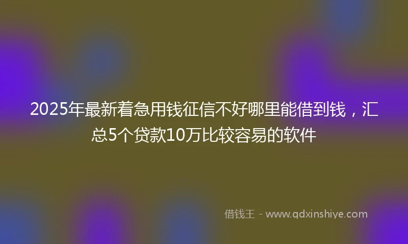 2025年最新着急用钱征信不好哪里能借到钱，汇总5个贷款10万比较容易的软件