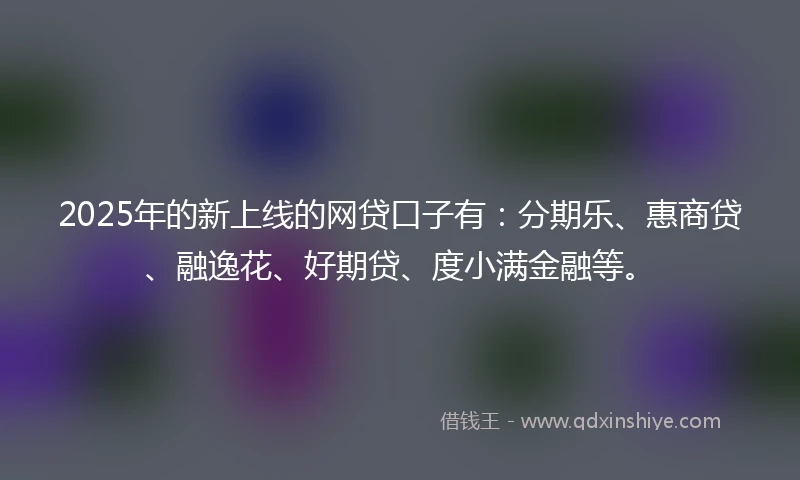 2025年的新上线的网贷口子有：分期乐、惠商贷、融逸花、好期贷、度小满金融等。