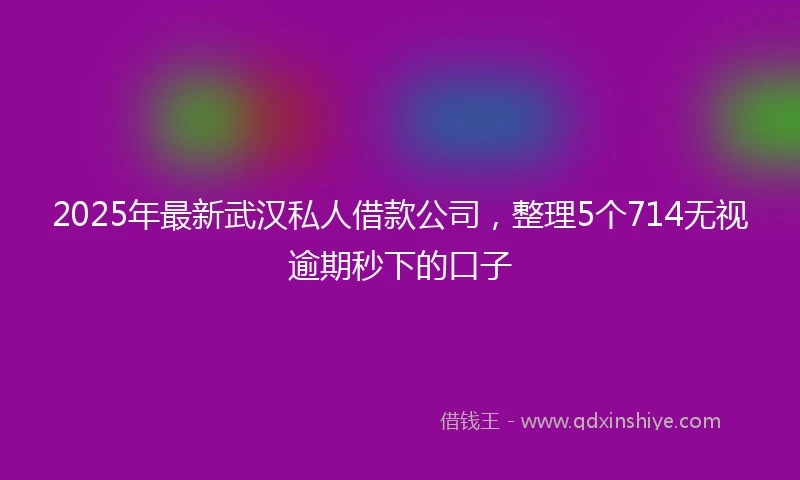 2025年最新武汉私人借款公司，整理5个714无视逾期秒下的口子