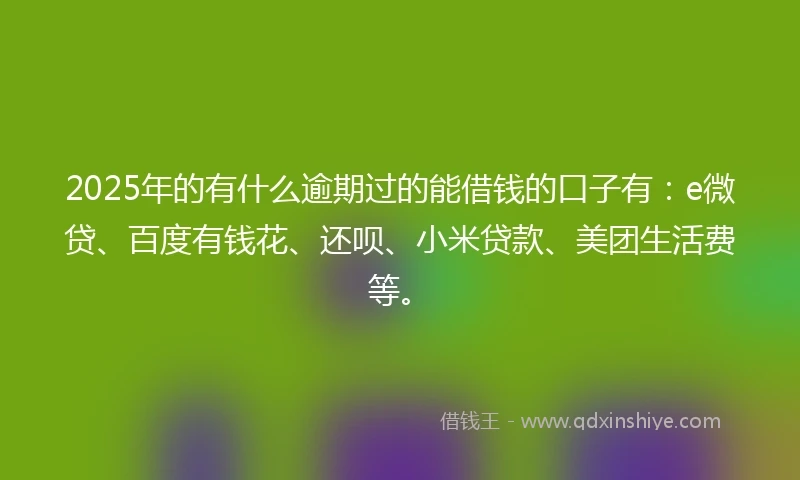 2025年的有什么逾期过的能借钱的口子有：e微贷、百度有钱花、还呗、小米贷款、美团生活费等。