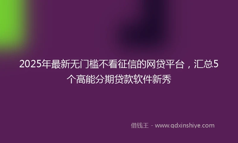 2025年最新无门槛不看征信的网贷平台，汇总5个高能分期贷款软件新秀